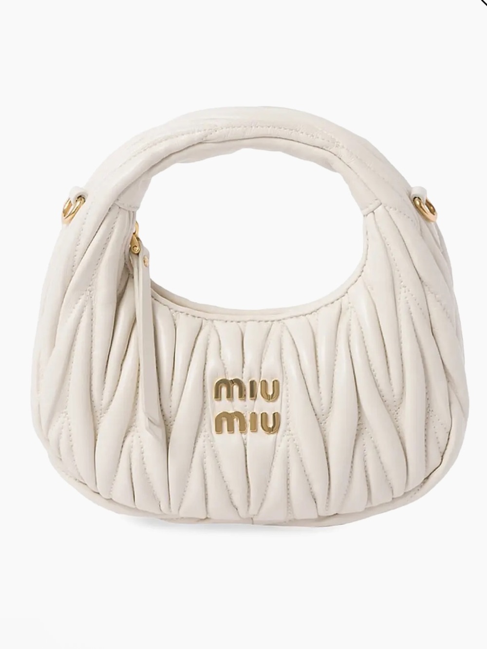 Second Hand Miu Miu Cream Quilted Matelassé Mini hand Bag with Gold Hardware - Picture 3 of 16